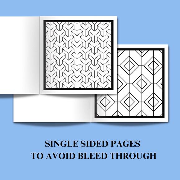 Geometric Coloring Book, Stress Relief And Mindfulness, 8.5x8.5 Adult Coloring - Picture 4 of 5